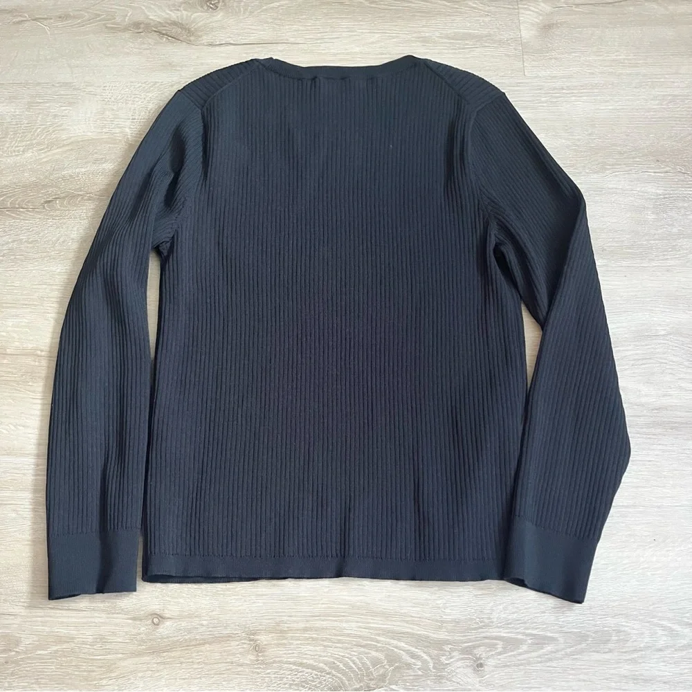 J. Crew Black Ribbed Crew Neck Sweater Women's SZ M Minimalist Basic